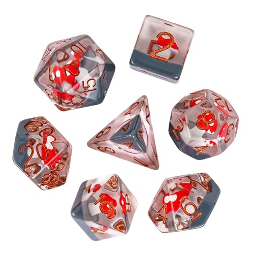 UDIXI Mushroom DND Dice Set, Red Mushroom Dice Set for Role Playing Games | Velvet Storage Bag, DM Gift, for Dungeons and Dragons Tabletop Games Board Games - color: Mushroom Red