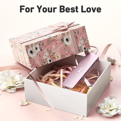 BENFEI 7-in-1 USB C Hub with HDMI(4K@60Hz), 2 USB-A, 1 USB-C Data, 100W Charge, SD/TF Card Reader, Silicone Tangle-Free Cable Compatible with MacBook Pro/Air, iPad Pro, iMac, iPhone 15 Pro/Pro Max - color: Pink