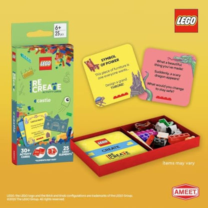 LEGO Recreate Activity Cards – Castle | Fantasy Building Game with 30+ Activity Cards & 25 LEGO Elements | Ages 6+ - style: Castle