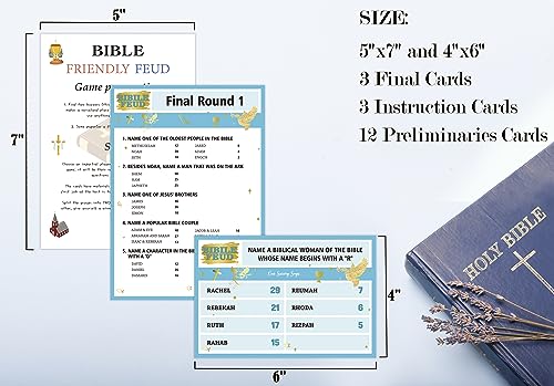 Bible Games for Adults and Family,Family Feud Game for Adults,Bible Study,Religious Gifts,Cards Christians Like,Bible Trivia,Fun Games for Game Night,15 Card+3 Instruction Cards,O1 - color: Bible Game01