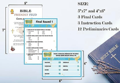 Bible Games for Adults and Family,Family Feud Game for Adults,Bible Study,Religious Gifts,Cards Christians Like,Bible Trivia,Fun Games for Game Night,15 Card+3 Instruction Cards,O1 - color: Bible Game01
