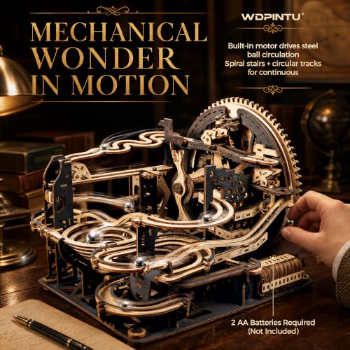 3D Wooden Puzzle for Adults, Marble Run Mechanical Model Kit with Gear Driven Ball Track, DIY Wooden Building Set, Brain Teaser STEM Craft Gift for Men, Women and Puzzle Lovers - color: Zxm-520-362pcs
