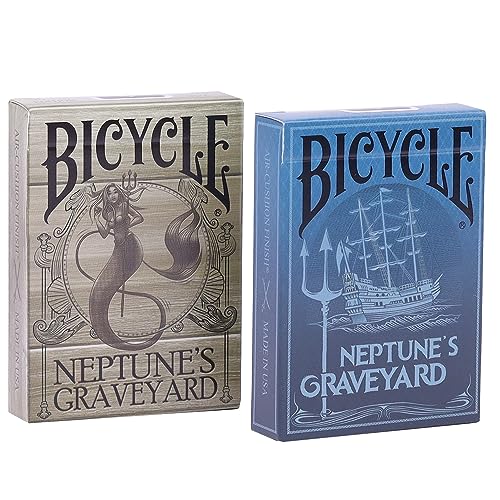 Neptune’s Graveyard Bicycle Pirate Ship & Mermaid Playing Cards - Premium Quality, Ideal for Pirate Parties, Ocean-Themed Decorations & Gifts - 2-Pack Set