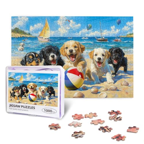 Funny Dog Puzzles for Adults 1000 Pieces - color: Dog Beach Puzzle, size: 1000PCS