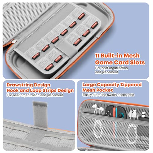 Yewltvep Carrying Case for Nintendo Switch 2, Large Capacity Hard Shell Travel Case with 11 Game Card Slots, Portable Protective Cover Storage Bag for Switch 2 and Accessories
