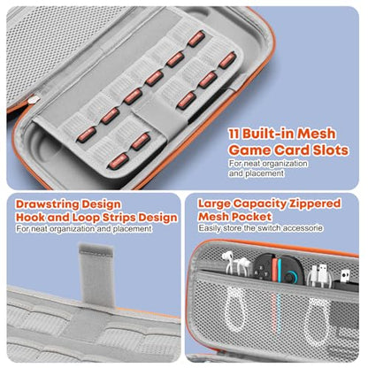 Yewltvep Carrying Case for Nintendo Switch 2, Large Capacity Hard Shell Travel Case with 11 Game Card Slots, Portable Protective Cover Storage Bag for Switch 2 and Accessories