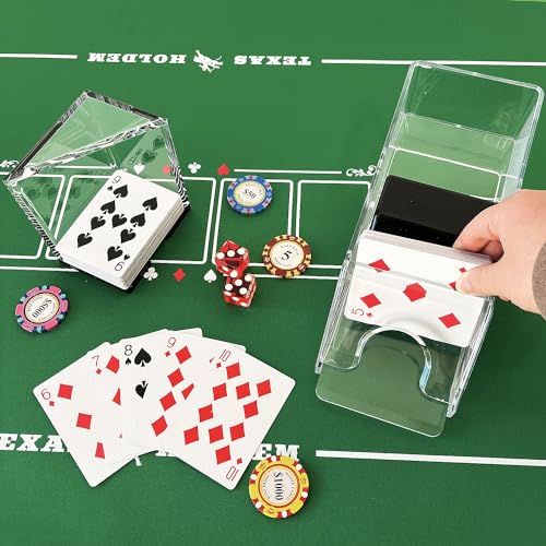 SEETOOOGAMES Blackjack Shoe Discard Tray - Poker Cards Dealing Shoe with Discard Holder - Clear Acrylic Card Dispenser Casino Blackjack Game Accessories - style: 4 DECK