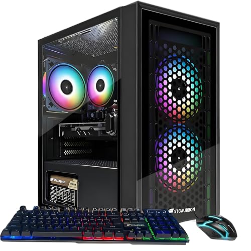 STGAubron Gaming PC Computer Desktop, Radeon RX 560 4G GDDR5, Intel Core i5 up to 3.6G, 16G RAM, 512G SSD, WiFi 6, BT 5.0, RGB Fan x 3, Windows 11 Home