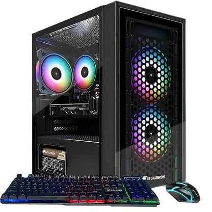 STGAubron Gaming PC Computer Desktop, Radeon RX 560 4G GDDR5, Intel Core i5 up to 3.6G, 16G RAM, 512G SSD, WiFi 6, BT 5.0, RGB Fan x 3, Windows 11 Home