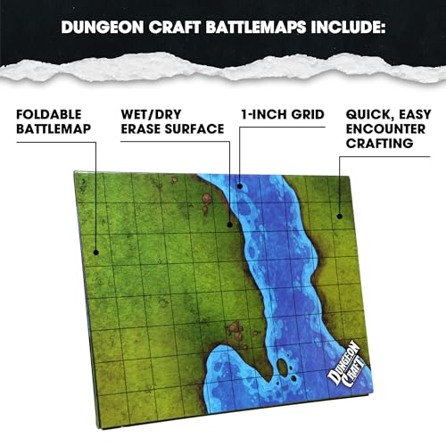 Battlemaps - Double-Sided Laminated DND Mat, Wet & Dry Erase, 24"x33" Grasslands Pack - Custom Box & Loose Leaf by 1985 Games