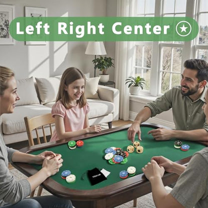 Bilywey Left Right Center Dice Game Set with 3Pcs 1Inch Wood Dices + 50pcs Colorful Poker Chips (Wood Set) - color: Wood Set