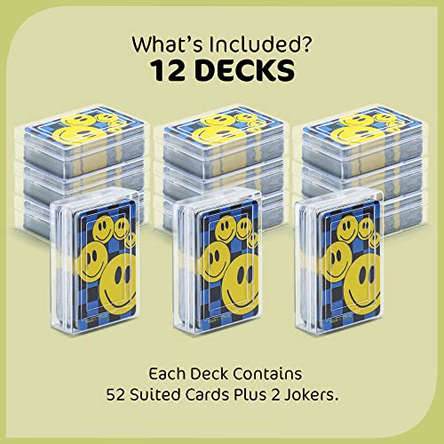 12 Pack Mini Playing Cards Bulk – Poker Cards Decks for Kids, Small Deck of Cards with Smiley Faces, Miniature Casino Game Packs, Cool Party Favors, & Novelty Gifts, 2.25’’ Tall - style: Pack of 12