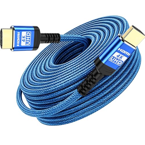 4K HDMI Cable 50FT, High Speed HDMI 18Gbps 2.0 Braided Cord,4K@60HZ,3D,ARC,HDCP 2.2,HDR,CEC,Gold Plated Connector Ethernet Audio Video Return for HDTV/PS4/3/Xbox/Monitor/Projector ect - size: 50ft