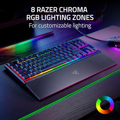 Razer Ornata V3 TKL Gaming Keyboard, Low-Profile Keys, Black | Mecha-Membrane Switches, UV-Coated Keycaps, Backlit Media Keys, 8-Zone RGB Lighting, Spill-Resistant, Magnetic Wrist Rest - color: Classic Black, size: V3 TKL