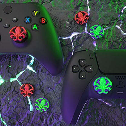 PlayVital Halloween Thumb Grip Caps for Nintendo Switch 2 Pro, Switch Pro Controller, Joystick Caps Cover for ps5, Edge, ps4, Xbox Series X/S, Xbox One, Elite Series 2 Controller - Cthulhu The Octopus - color: Cthulhu The Octopus