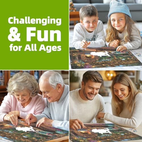 MINIWAN 1000 Piece Jigsaw Puzzle for Adults - Challenging Garden Patio Scene with Twinkling Lights, Vibrant Hydrangeas - 27.5"x19.7" Art Puzzle, Unique Gift for Game Nights - color: Garden Patio Scene