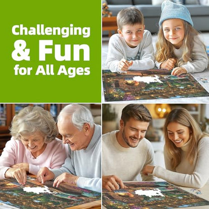 MINIWAN 1000 Piece Jigsaw Puzzle for Adults - Challenging Garden Patio Scene with Twinkling Lights, Vibrant Hydrangeas - 27.5"x19.7" Art Puzzle, Unique Gift for Game Nights - color: Garden Patio Scene