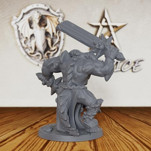 Tabletop Unpainted Miniatures for Fantasy Role Playing & TTRPG - 32mm Scale Dark Warrior Minis Figurine for Dungeon Masters, Miniature Game RPG Accessory Figure - 5.6cm Demon Warrior (AS288)