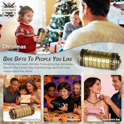 Cryptex Da Vinci Code Numeric, Money Puzzle Box for Cash Gift with Secret Hidden Compartments Birthday Xmas for Men & Women Escape Room Brain Teaser Puzzle Toy Presents - color: Bronze