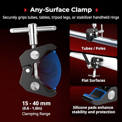 SMALLRIG Magic Arm Clamp, Phone Mount for Magsafe & Magnetic Adapter Ring | 11 Inches Camera Mount for iPhone, for Android, for Action Cameras/LCD Monitor/LED Lights - size: 11''+phone mount