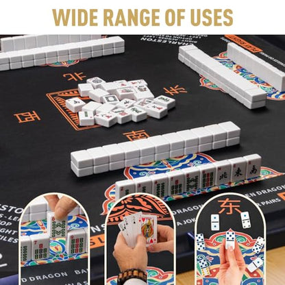 Mahjong Mat 32.4” x 32.4”, 3mm Thick Non-Slip Rubber Back Mahjong Table Mat, Noise Reduction Waterproof Mahjong Game Mat for Table, Mahjong Tile Mat for Cards, Dominoes & Board Games (Black2) - color: Black2