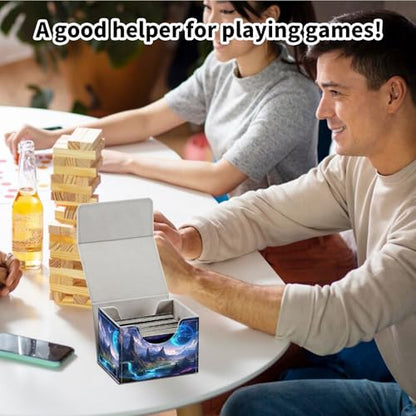 Stylish MTG Deck Box for 110+ Cards, Magnetic Commander Deck Case with Bonus Game Card Pouch, Durable Storage for TCG and Sleeved Magic Cards, Blue Planet - color: Blue Planet