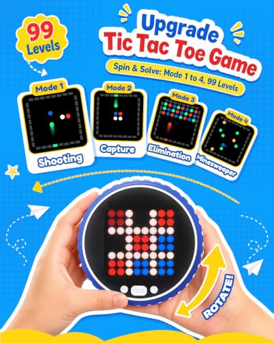 Handheld Electronic Board Games,7-in-1 Portable Travel Games with 5-in-a-Row & Tic-Tac-Toe,Birthday Gifts for Kids Adults,Strategy Family Game for Car Rides/Airplane/Camping,Brain Toy for Kids Ages 6+