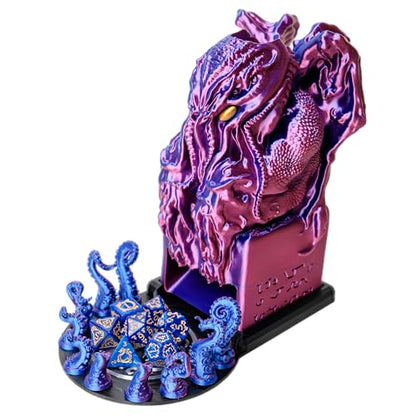 3D BEST-Q Cthulhu DND D&D Dice Tower，3D Printed Compatible with Dungeons and Dragons, 28mm Miniature Wargaming, Tabletop RPGs, Wargame Scenery, Endless Deep Sea Series (Purple&Blue) - color: Purple&blue