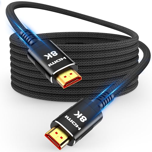 Snowkids 8K HDMI Fiber Optic Cable Long 2.1 75FT/23M, Unidirectional 48Gbps High Speed 8K60 4K Braided HDMI Cord eARC HDR10 2.2&2.3 Compatible for TV/Monitor/PS-5/X-box/Sound System & More - color: Black, size: 75feet