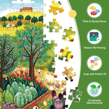 300 Piece Puzzles for Adults Kids,Large Piece Rural Farm Countryside Puzzle | Sunflower Animal Farm for Adult Kids,Birthday Holiday Party Gifts with Family,Jigsaw Puzzle with Letters on Back,20.5*15 in - color: Rural