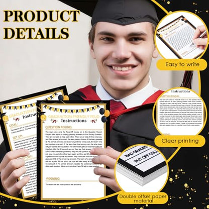 Shappy 25 Pcs Graduation Friendly Feud Game with 2 Answer Buzzers, Graduation Trivia Game Feud Card Festival Guessing Holiday Activity for Class School Team Groups Party