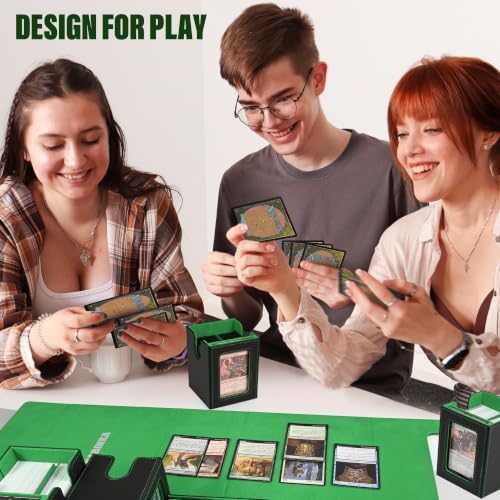 Kabinka MTG Commander Deck Box, Holds 400+ Double-Sleeved Cards | 5-in-1 Card Deck Box, Patented Design, Magnetic Detachable Card Case with Dice Tray, Fits Magic / TCG Cards (Black Green) - color: Black Green