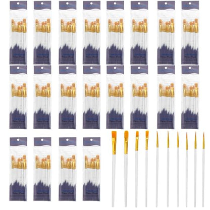 PATIKIL Paint Brushes Set, 200Pcs Acrylic Paint Brush Nylon Hair for Watercolor Oil Painting Miniature Detailing Rock Painting, White - color: White