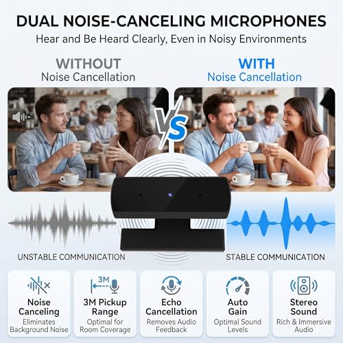 1080P USB HD Webcam with Microphone， Web Camera for PC，with Auto White Balance for Video Calls, Live Streaming Gaming & Online Meetings ，USB Streaming Camera - color: Black