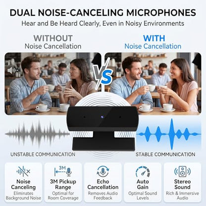 1080P USB HD Webcam with Microphone， Web Camera for PC，with Auto White Balance for Video Calls, Live Streaming Gaming & Online Meetings ，USB Streaming Camera - color: Black