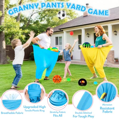 EULRGAUS Granny Pants Yard Game, Tossing Game Set with 20 Bouncy Balls & 10 Water Balls for Kids Adults, Family Outdoor Party Game for Carnival, Field Day, Reunion, Birthday Backyard & Lawn