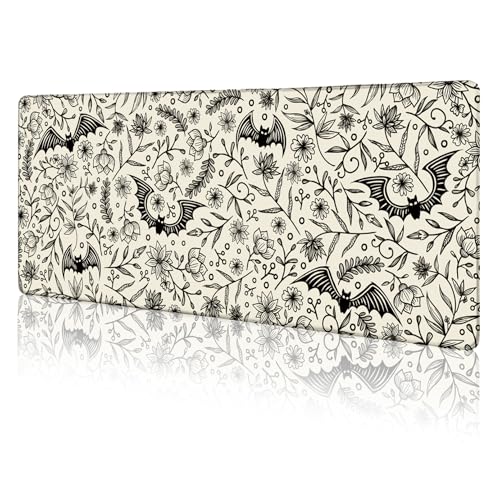 LIMKRIAN Bat Mouse Pad, Large Gaming Desk Mat, 31.5 x 11.8 in Gothic Decor | Stitched Edges, Non-Slip, Computer Keyboard Pad Mat for Work, Gamer, Office, Home, Desktop, Goth Desk Accessories for Women - color: Bat