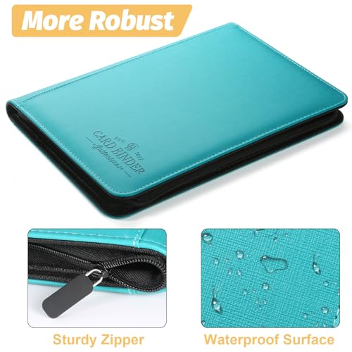 9 Pocket Card Binder, Premium Zip Trading Card Binder, 540 Double Sided Pocket PU Collection Binder, Collector Album, Card Folder for MTG, TCG, Sports Cards - color: Groove blue