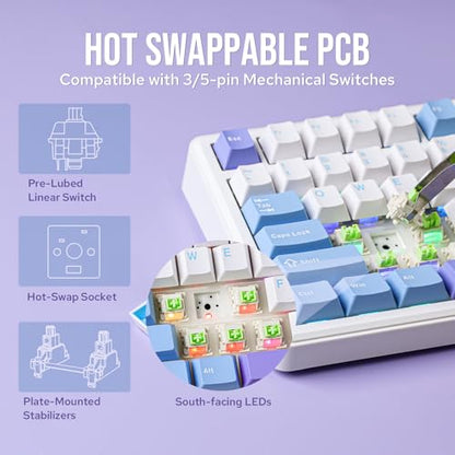 EPOMAKER X Aula F75 MAX Wireless Mechanical Keyboard with TFT Screen and Knob, Gasket Gaming Keyboard in 75% Layout, Hot Swappable, RGB Backlight, for PC/Mac/Linux (Blue&White&Purple) - color: Blue&White&Purple