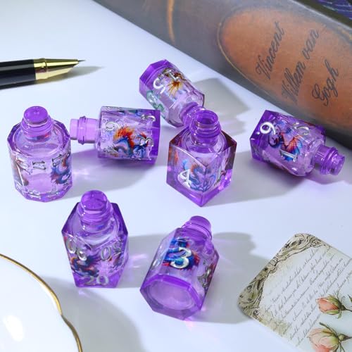 XENOLUX Potion Bottle DND Dice Set, Polyhedral Resin RPG Dice with Dragon Scales & Glitter for Tabletop Games, Unique Magic Potion Shape 7-Piece Set for Dungeons and Dragons - BOT9 - color: Bot9
