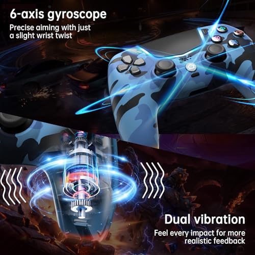 Wireless Controller for PS5, Compatible with PS5/Pro/Slim/PC, Replaces the PS5 Controller with Hall-Effect Joysticks, Hall-effect Triggers, 6-Axis Gyros, Dual Vibration And Turbo, 3.5mm Audio Jack/Speaker, Blue - color: Blue