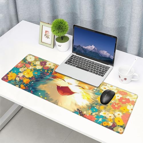 Cute Cat Gaming Mouse Pad Extended Large Mouse Mat 31.5 X 11.8 Inch Nonslip Rubber Base Long Desk Pad Stitched Edges Mousepad Mice Pad for Office Home Game - color: Cute Cat