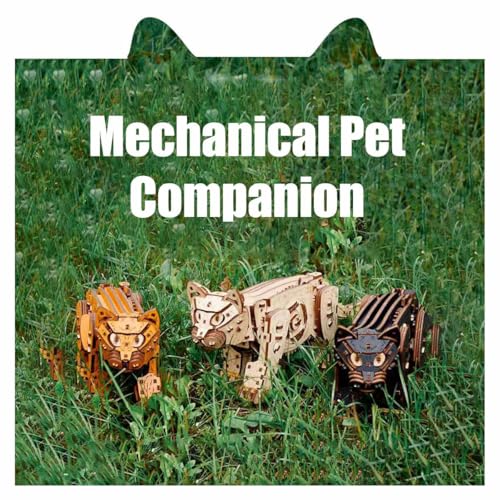 3D Wooden Puzzle for Adults, Mechanical Cat Wooden Model Kits to Build, 236PCS DIY Assembly Pet Jigsaw Puzzle Animal Brain Teaser, Building Toy Gift, KIT Version - color: Orange