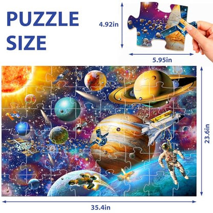 Jumbo Floor Puzzles for Kids Ages 4-6, 48 Pieces Solar System Puzzles | Extra-Thick Large Piece Floor Puzzles for Kids Ages 3-5, Preschool Educational Learning Planet Toys, Gift for Boys & Girls