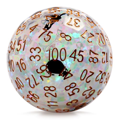 DNDND 50mm Liquid Core D100 Dice with Embedded Cat Pattern Globe, Crystal Clear Quicksand 100 Sided, Big Resin Percentile Dice with Built-in Kitten Graphics, Unique Gift for Cat Lover D&D Gamer - color: Cat Clear
