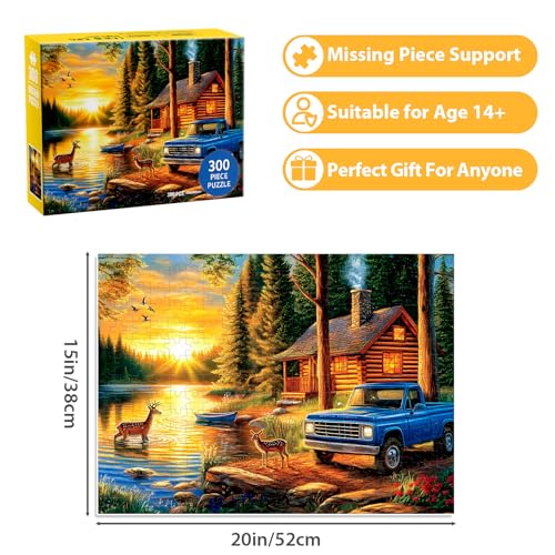 300 Piece Jigsaw Puzzle for Adults, Deer Forest Puzzles 300 Pieces for Adults Fit Together Perfectly, Challenging Puzzle for Friends Family Activity Game Nights- Finished Size 20.5×15 - style: Deer