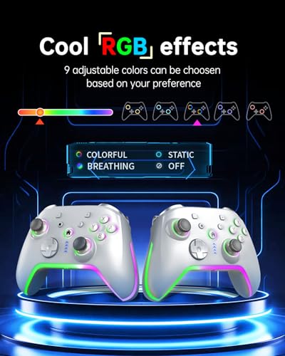 Bcofo Wireless Mobile Gaming Controller for iPhone/Android/Switch/Laptop, Wired Control for PC/Steam, Programmable Game Gamepad with Phone Clip for Gamer, with RGB Lighting/Turbo/Vibration (Gray) - color: Gray