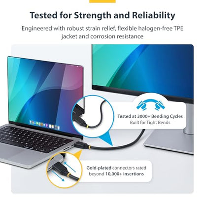 StarTech 3ft Ultra High Speed HDMI Cable, 8K 60Hz, HDR10+, 48Gbps | 8K 60Hz/4K 120Hz, HDMI 2.1 Cord with HDR10+ / eARC, Certified, HDMI21-CBL-8K60-3F, 91cm - size: 3 ft