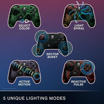 PowerA™ Enhanced Wireless Controller for Nintendo Switch with Lumectra™ – Galactic Vortex, RGB lighting reveals a hidden galaxy design, rechargeable battery, motion controls, officially licensed - style: Ghost RGB Lighting