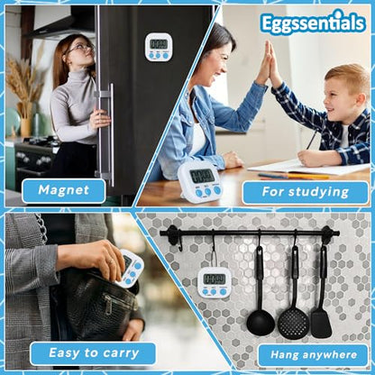 Pack of 4 - Kitchen Timer with Big Digital Numbers and Loud Alarm - Kitchen Timers for Cooking, Classroom for Kids, Gym, Yoga, Office. - size: Pack of 4
